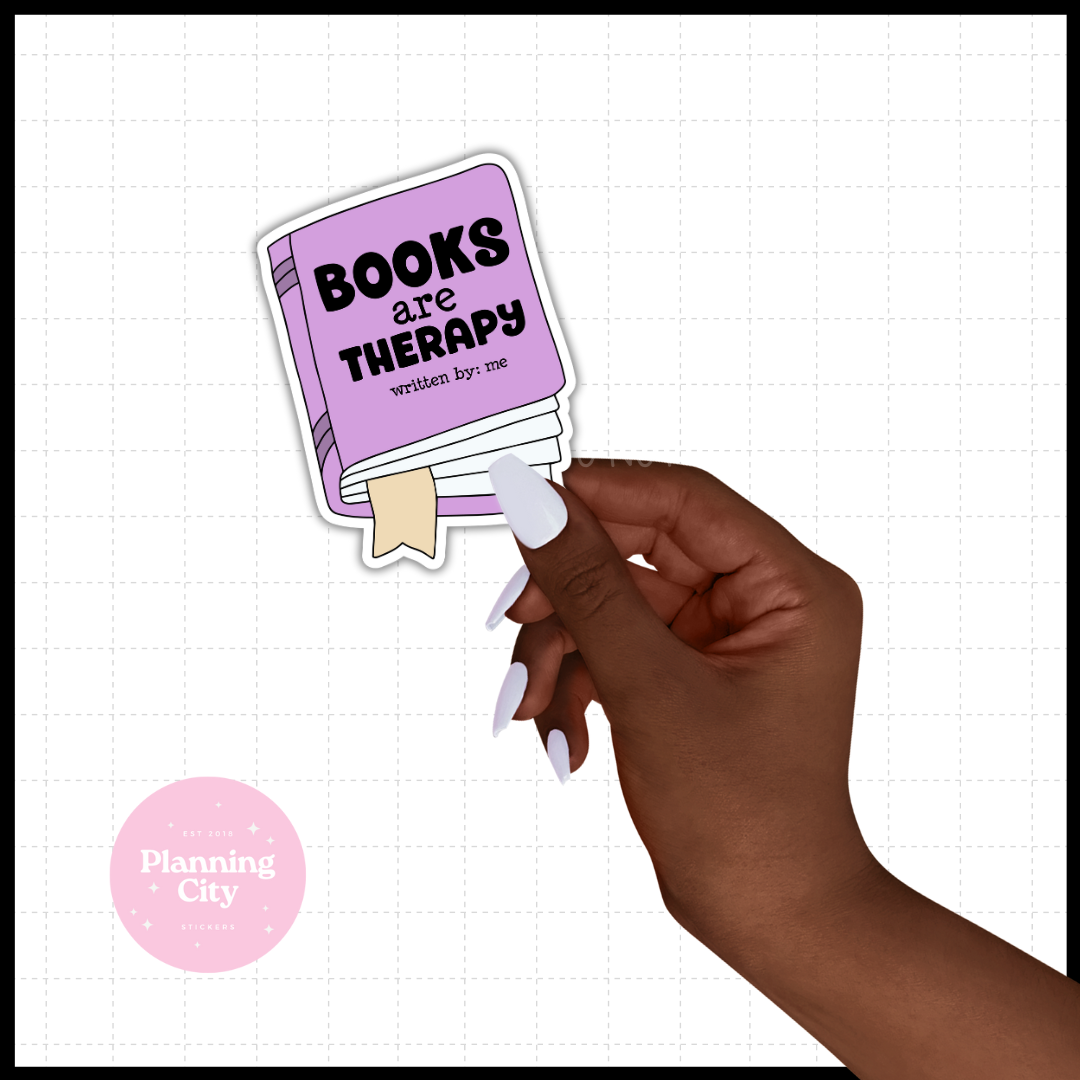 Books are Therapy II Vinyl Die Cut Sticker