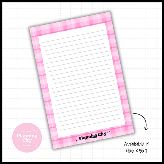 Pink Plaid Notepad